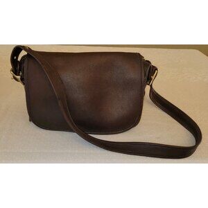 Vintage Coach Leather Saddle Flap Patricia Crossbody Messenger Bag 9951 Brown